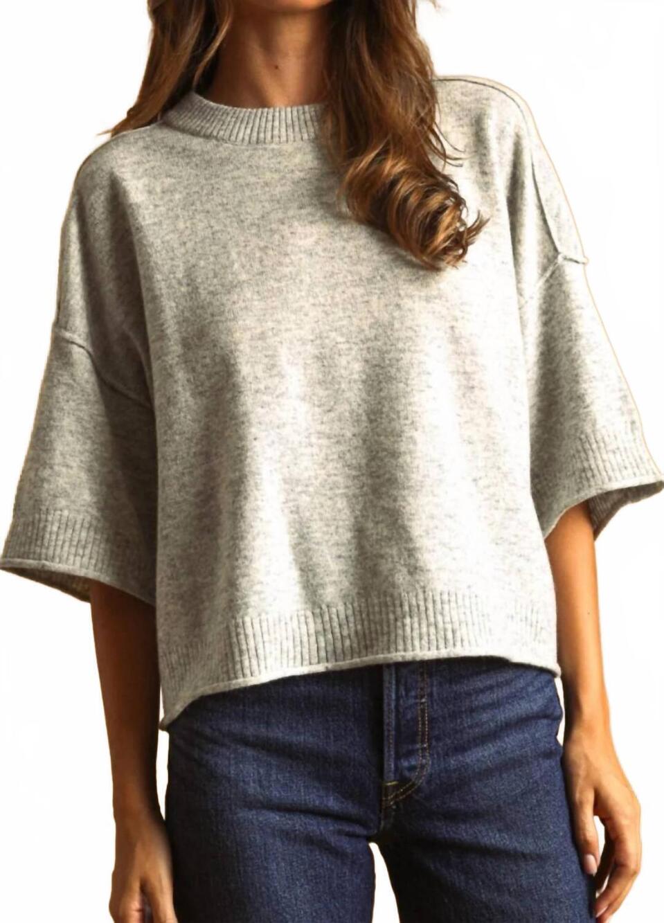 NEW MIOU MUSE short sleeve sweater in heather grey